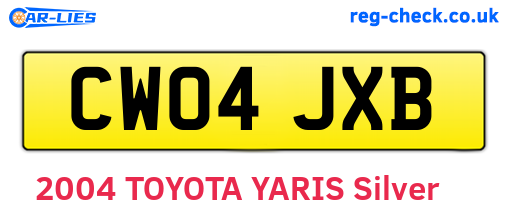 CW04JXB are the vehicle registration plates.