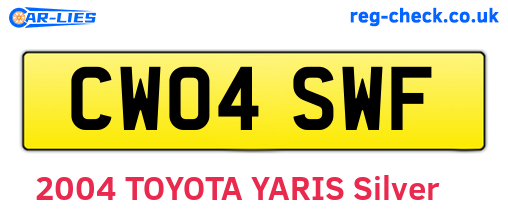 CW04SWF are the vehicle registration plates.
