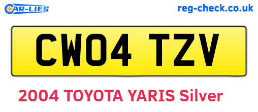 CW04TZV are the vehicle registration plates.