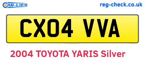 CX04VVA are the vehicle registration plates.