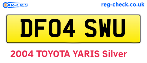 DF04SWU are the vehicle registration plates.