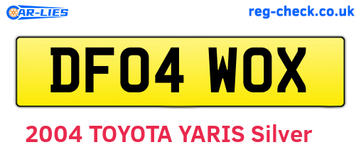 DF04WOX are the vehicle registration plates.