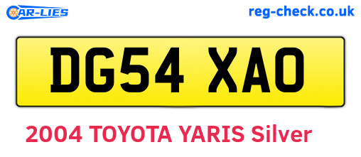 DG54XAO are the vehicle registration plates.