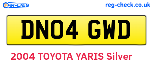 DN04GWD are the vehicle registration plates.