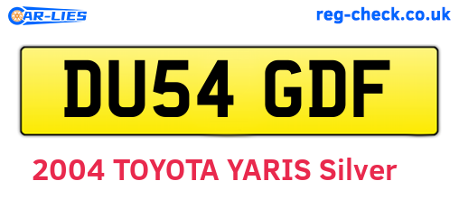 DU54GDF are the vehicle registration plates.