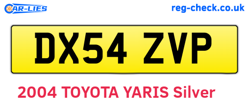 DX54ZVP are the vehicle registration plates.