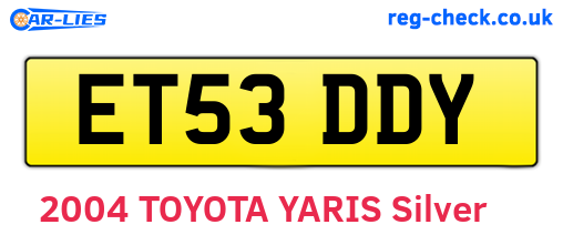 ET53DDY are the vehicle registration plates.