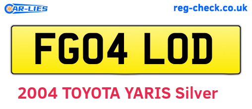 FG04LOD are the vehicle registration plates.
