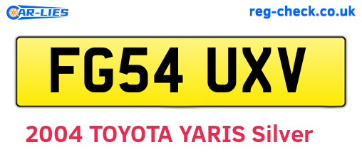 FG54UXV are the vehicle registration plates.