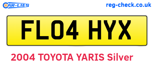 FL04HYX are the vehicle registration plates.