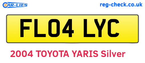 FL04LYC are the vehicle registration plates.