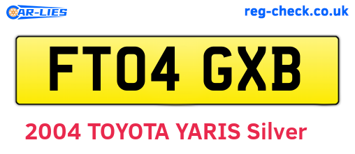 FT04GXB are the vehicle registration plates.