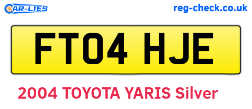 FT04HJE are the vehicle registration plates.