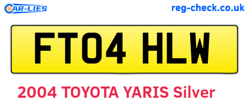 FT04HLW are the vehicle registration plates.