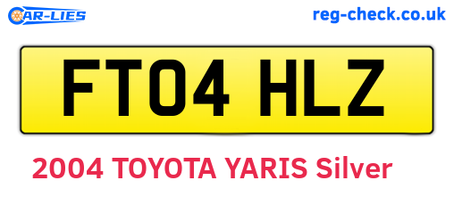 FT04HLZ are the vehicle registration plates.
