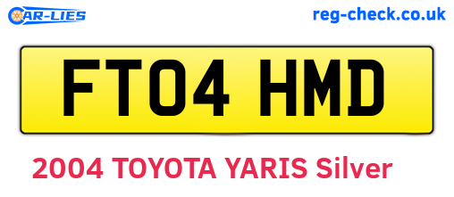 FT04HMD are the vehicle registration plates.