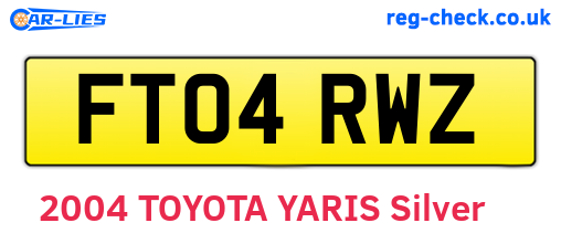 FT04RWZ are the vehicle registration plates.