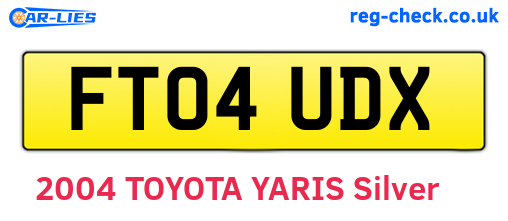 FT04UDX are the vehicle registration plates.