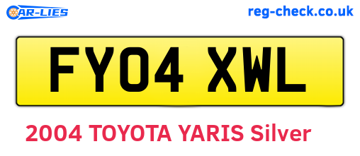 FY04XWL are the vehicle registration plates.