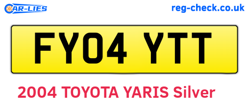 FY04YTT are the vehicle registration plates.