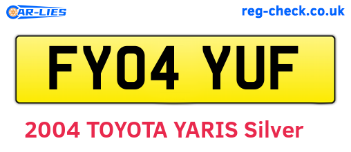 FY04YUF are the vehicle registration plates.