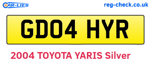 GD04HYR are the vehicle registration plates.