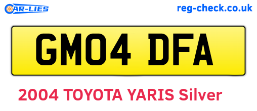 GM04DFA are the vehicle registration plates.