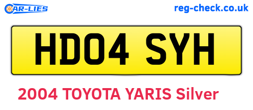 HD04SYH are the vehicle registration plates.