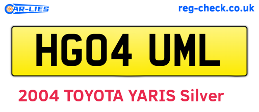 HG04UML are the vehicle registration plates.