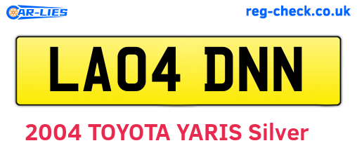 LA04DNN are the vehicle registration plates.