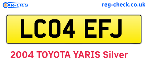 LC04EFJ are the vehicle registration plates.