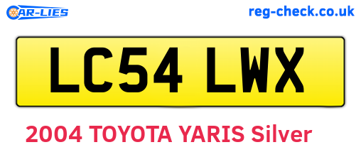 LC54LWX are the vehicle registration plates.