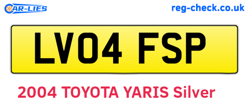 LV04FSP are the vehicle registration plates.