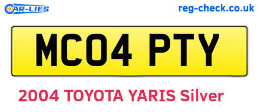 MC04PTY are the vehicle registration plates.