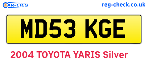 MD53KGE are the vehicle registration plates.