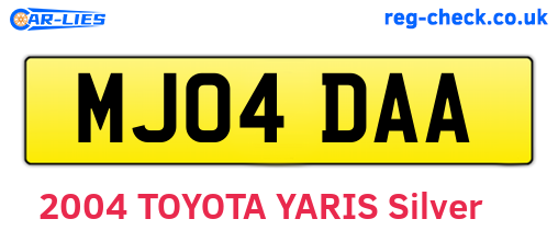 MJ04DAA are the vehicle registration plates.