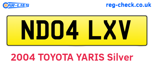 ND04LXV are the vehicle registration plates.