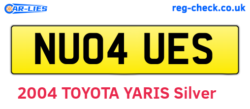 NU04UES are the vehicle registration plates.