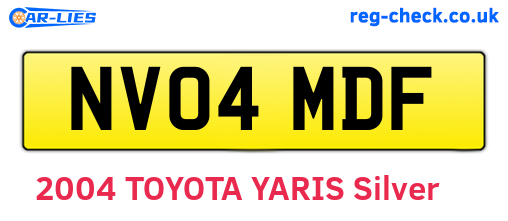 NV04MDF are the vehicle registration plates.