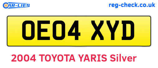 OE04XYD are the vehicle registration plates.
