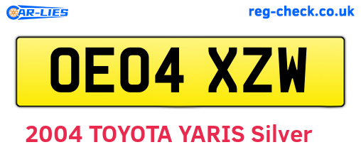 OE04XZW are the vehicle registration plates.