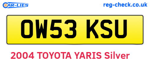 OW53KSU are the vehicle registration plates.