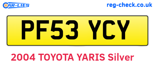 PF53YCY are the vehicle registration plates.