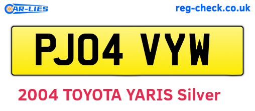 PJ04VYW are the vehicle registration plates.