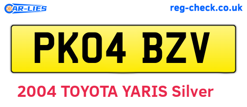 PK04BZV are the vehicle registration plates.