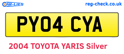 PY04CYA are the vehicle registration plates.