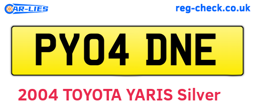 PY04DNE are the vehicle registration plates.