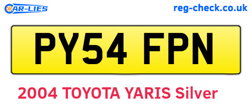 PY54FPN are the vehicle registration plates.