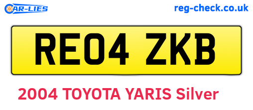 RE04ZKB are the vehicle registration plates.