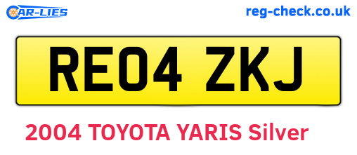 RE04ZKJ are the vehicle registration plates.